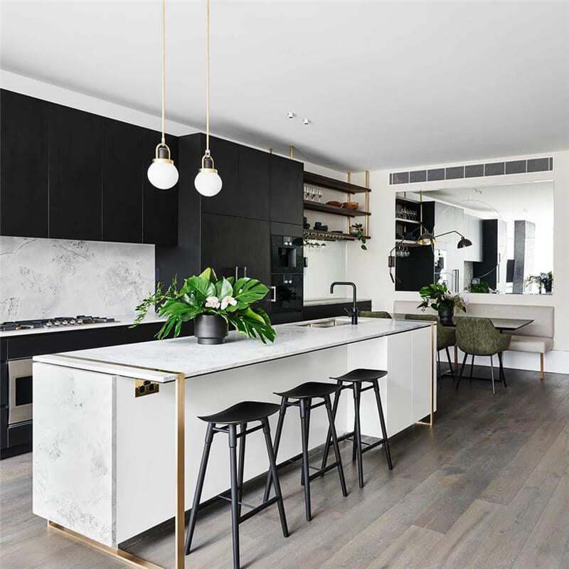 Black Paint High Glossy Kitchen Cabinets - NewGen Materials & Design 