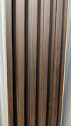 Dark brown fluted wall panels with rustic vertical grain, premium quality, stylish design, easy to install in NJ.