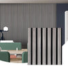 Modern gray & black 94” x 24” acoustic wood slat wall panel for soundproofing, ideal for NJ offices with sleek vertical