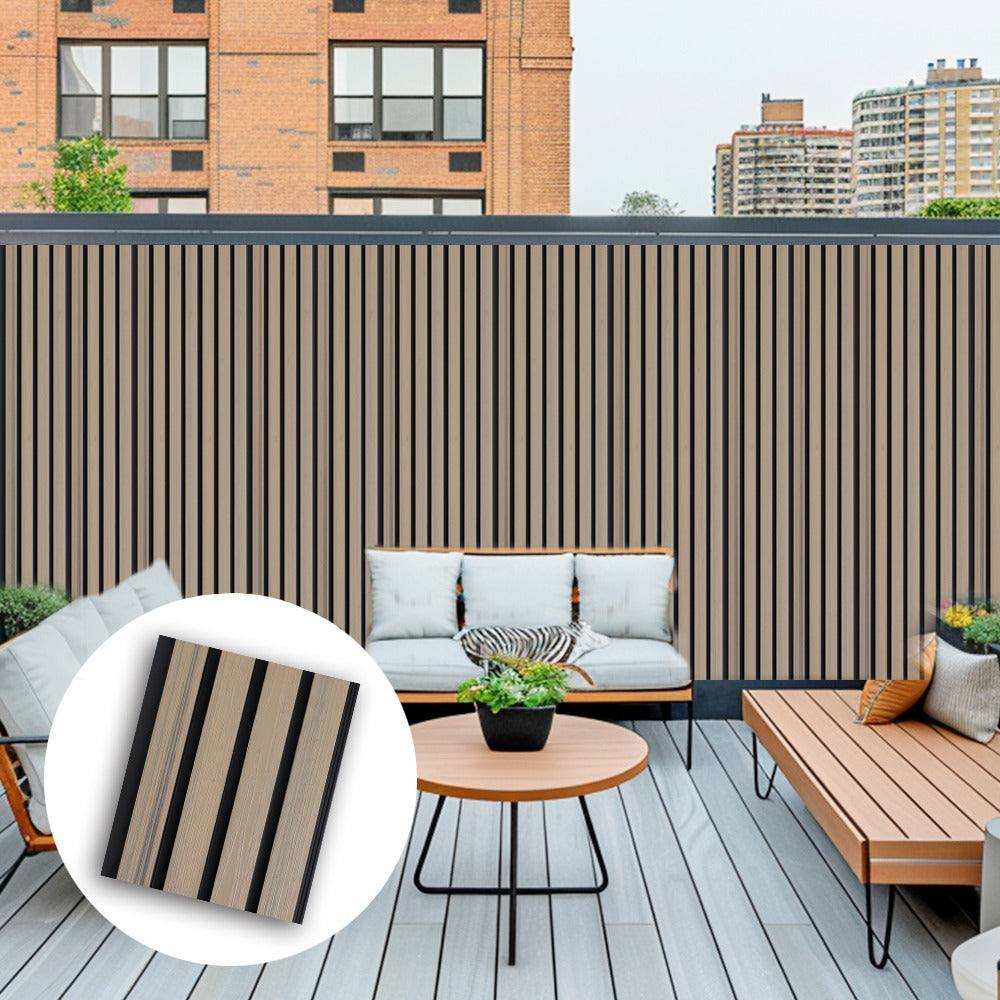 Ancient wood composite wall cladding panels, modern horizontal slat design, perfect for NJ outdoor spaces.