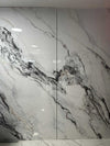 Striking Black & Gray Veins - Book Match Pattern 9x4 Feet White Marble Bamboo Veneer Panels with Striking Black & Gray Veins - B| NewGen Depot