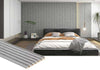 Stylish WPC curved panels in light grey with striped pattern, perfect for modern NJ bedroom designs with wood and white