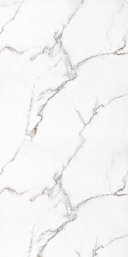 Calacatta White Marble UV Protected PVC Wall Panel - 4x8 ft, Fireproof & Waterproof, (32 sq. ft)