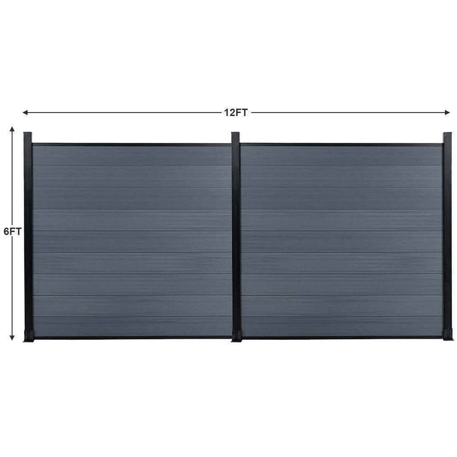 Dark gray 6ft tall composite wood fence section, durable co-extrusion design, perfect for NJ homes, discounted price.