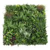 Realistic UV-resistant artificial grass wall panel in 40x40 inches, featuring lush greenery with ferns, grasses, and