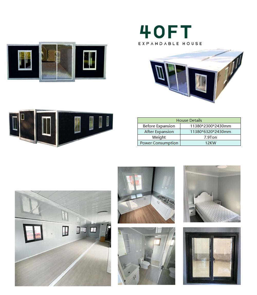 Ready Made 40Ft 20Ft Shipping Prefab Container Expandable House For Sale Light Steel Folding Prefabricated Home Villa 5 Bedroom