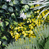 UV-resistant 40x40 artificial grass wall panel with realistic green leaves, yellow & white flowers, perfect for NJ