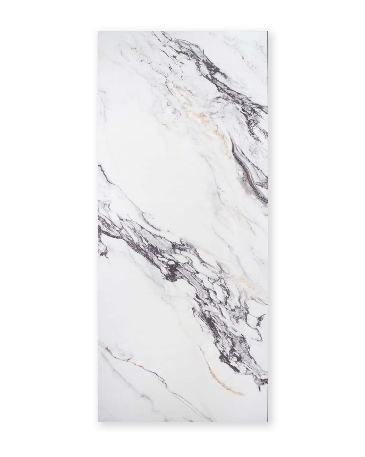 White marble bamboo veneer panel with black, gray, and light purple veins, polished finish, 9x4 feet, available in NJ