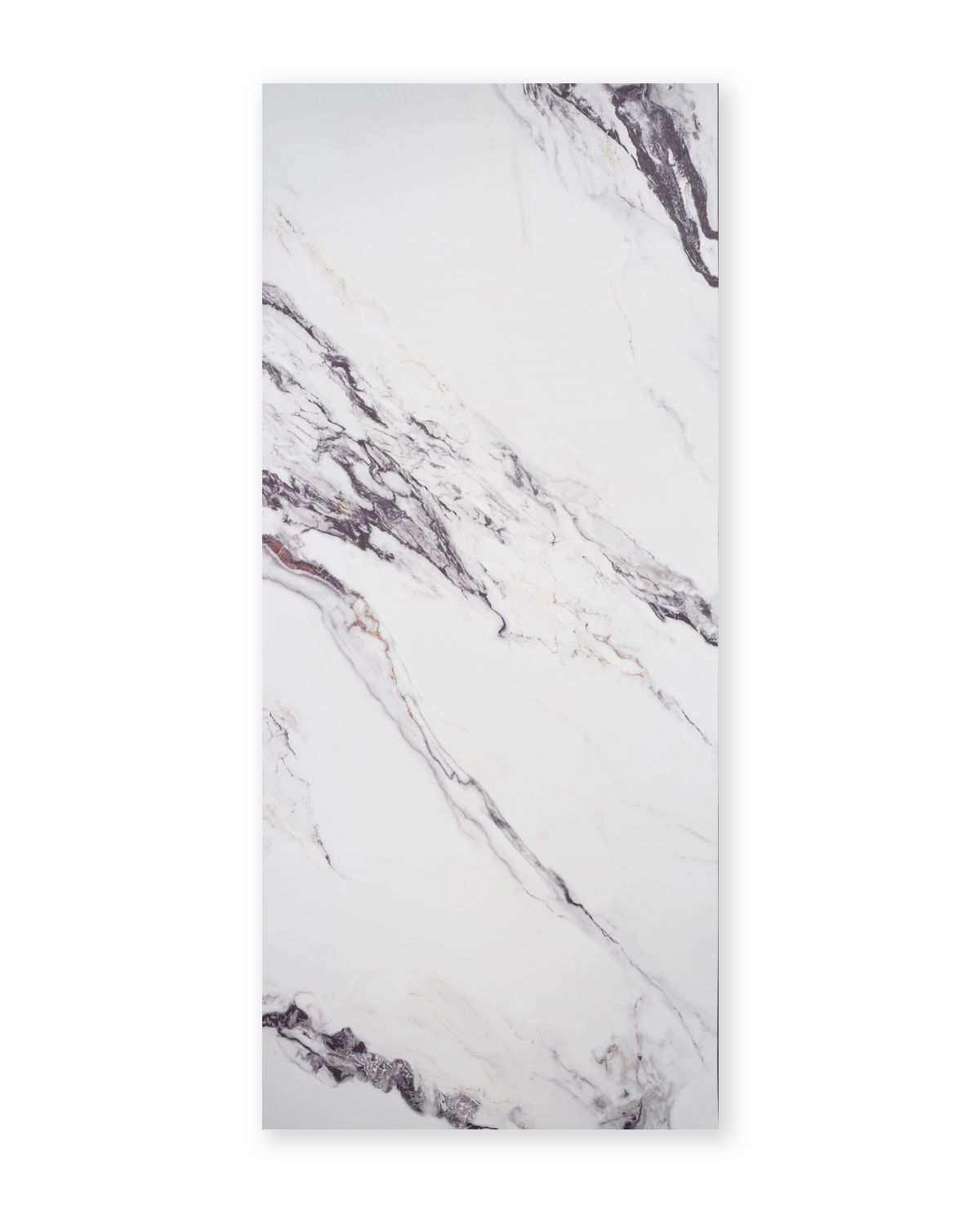 Polished white marble with black & gray veins, smooth reflective surface, ideal for NJ countertops & decor