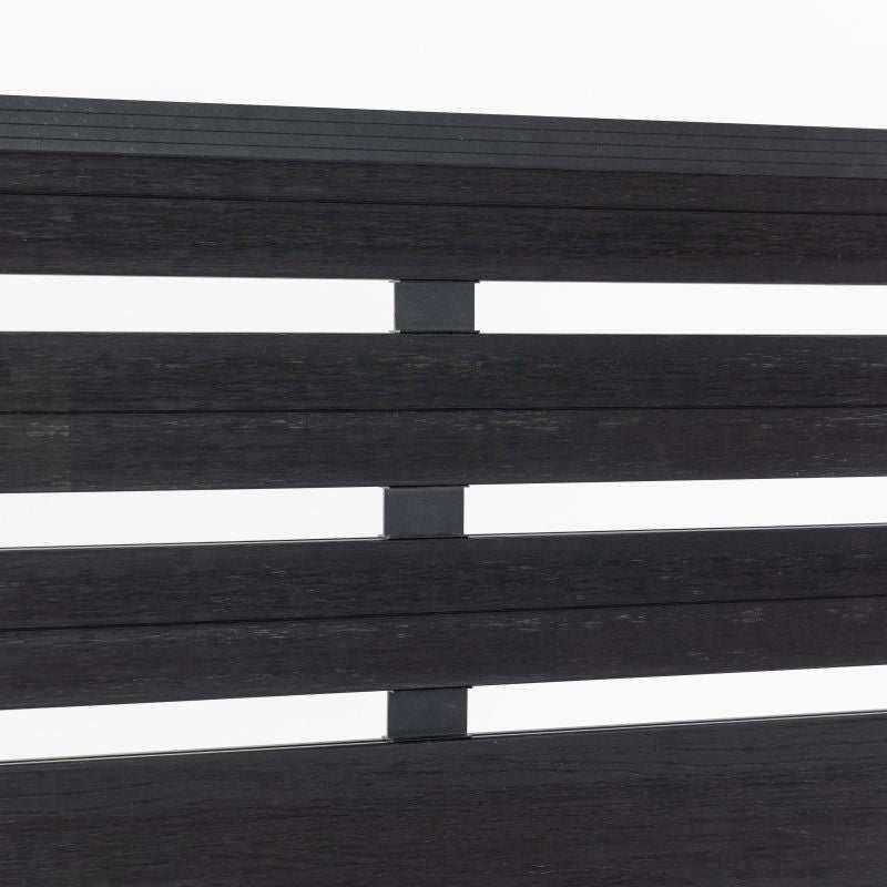 Black composite fence with wood grain texture, durable co-extrusion design, well-maintained, available in NJ.