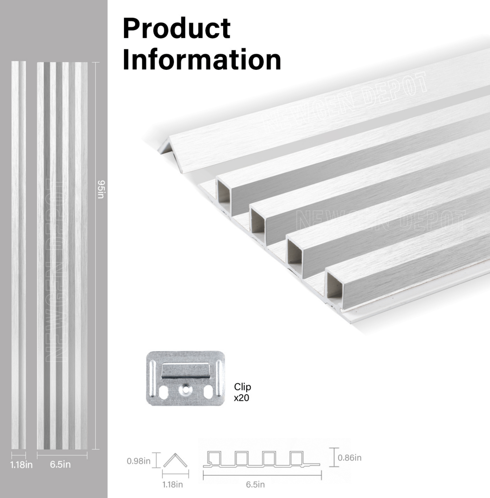 White WPC fluted 3D wall paneling with sleek brushed finish, 42.9 sq. ft./box, easy clip installation, ideal for NJ homes.