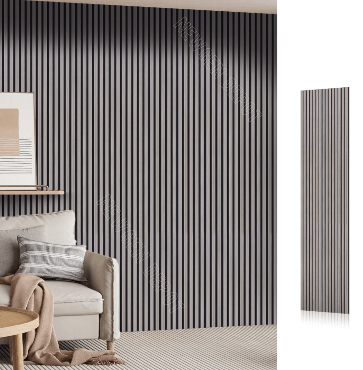 Oak Gray Wood Slat Acoustic Wall Panels