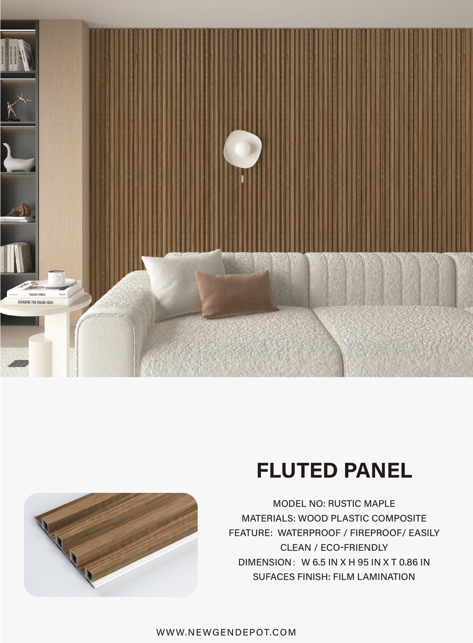 Wood Slat WPC Fluted Wall Panels. Sale!