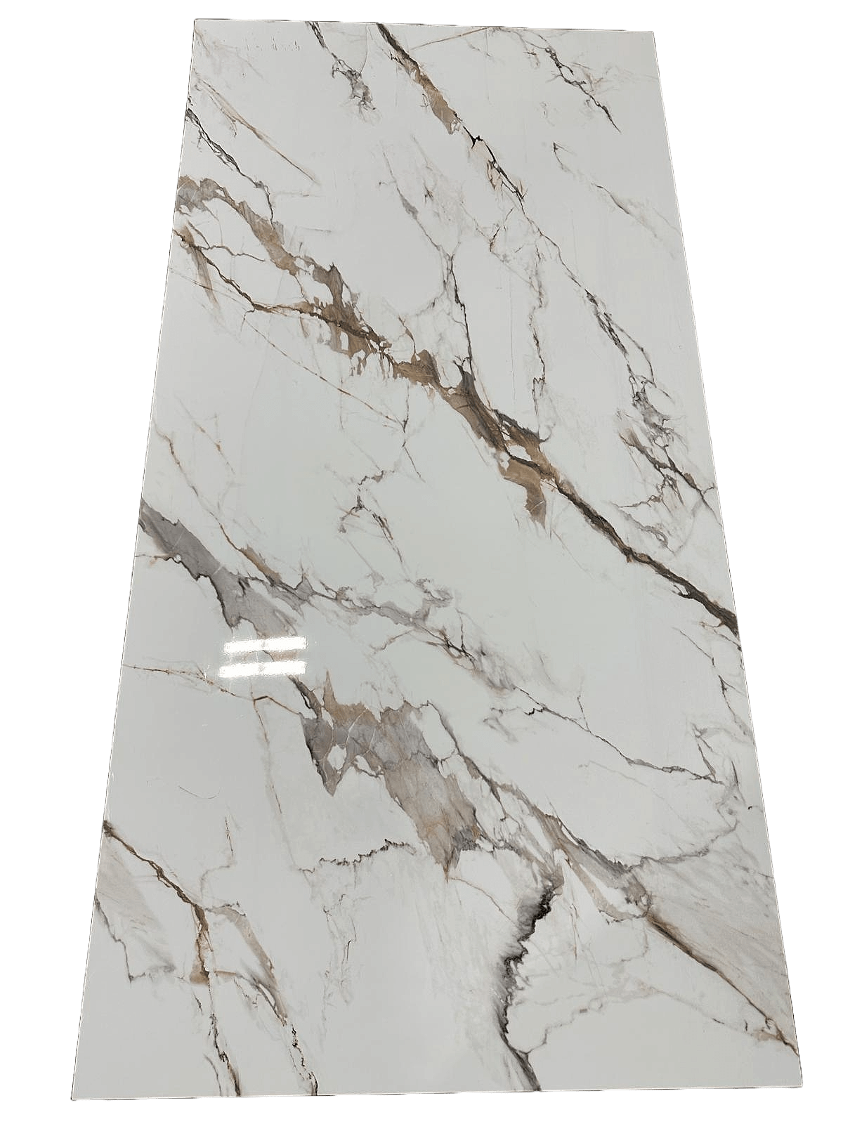 Gray and beige veined white marble PVC wall panel, 4x8 ft, UV protected, fireproof, waterproof, ideal for NJ homes &