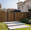 Modern brown WPC fence gate with sleek design, matching minimalist NJ homes, durable and stylish for outdoor spaces.