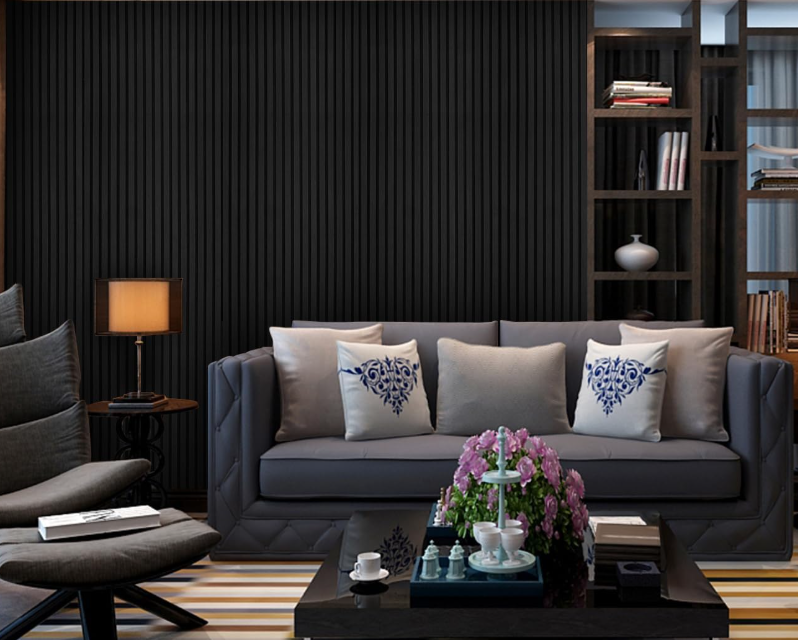 Acoustic slate black wall panels 