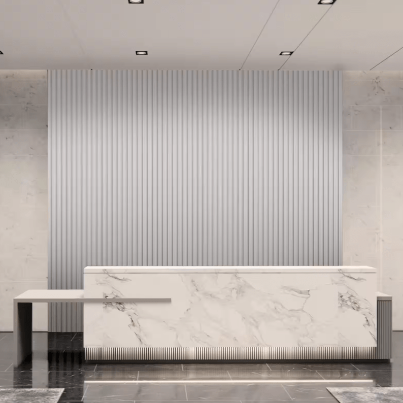 White fluted wall panels, 96” x 8.3”, premium quality, sleek modern design, perfect for NJ offices or homes, easy