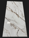 White marble PVC wall panel with gray and beige veins, glossy finish, UV protected, fireproof, waterproof, ideal for NJ