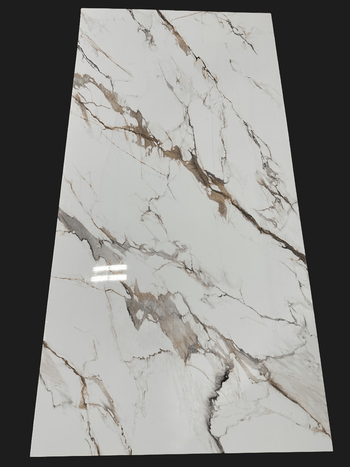 Gray and beige veined white marble PVC wall panel with glossy finish, UV protected, fireproof, waterproof, ideal for NJ