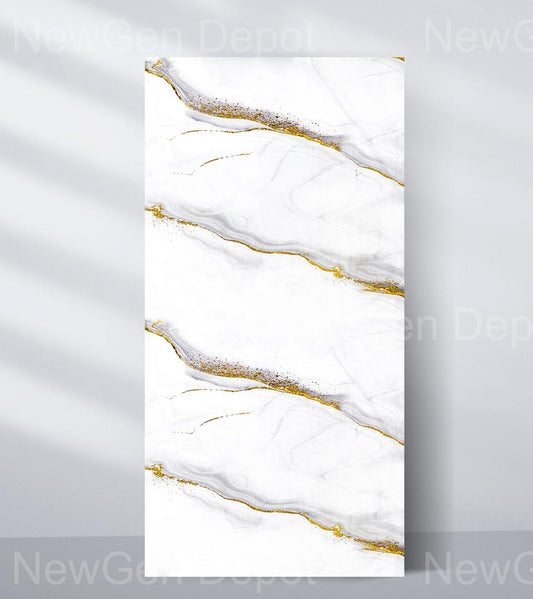 White Gold Royal Marble UV Protected PVC Wall Panel - 4x8 ft, Fireproof & Waterproof, (32 sq. ft)