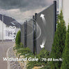 Modern silver-gray composite fence with co-extrusion design, durable and stylish, perfect for NJ homes with black metal