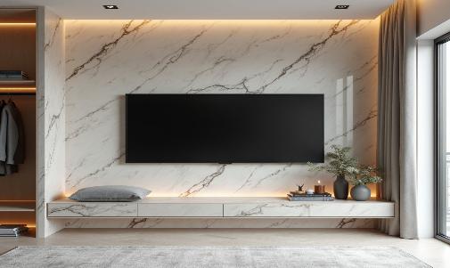 Gray and Beige Veined White Marble PVC Wall Panel – 4x8 ft, UV Protected, Fireproof & Waterproof, Ideal for Indoor Home & Office Use (32 sq. ft) - NewGen Materials & Design 