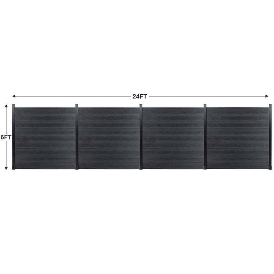 Dark gray composite fence with vertical wooden planks, 6ft tall, durable co-extrusion design, ideal for NJ homes.