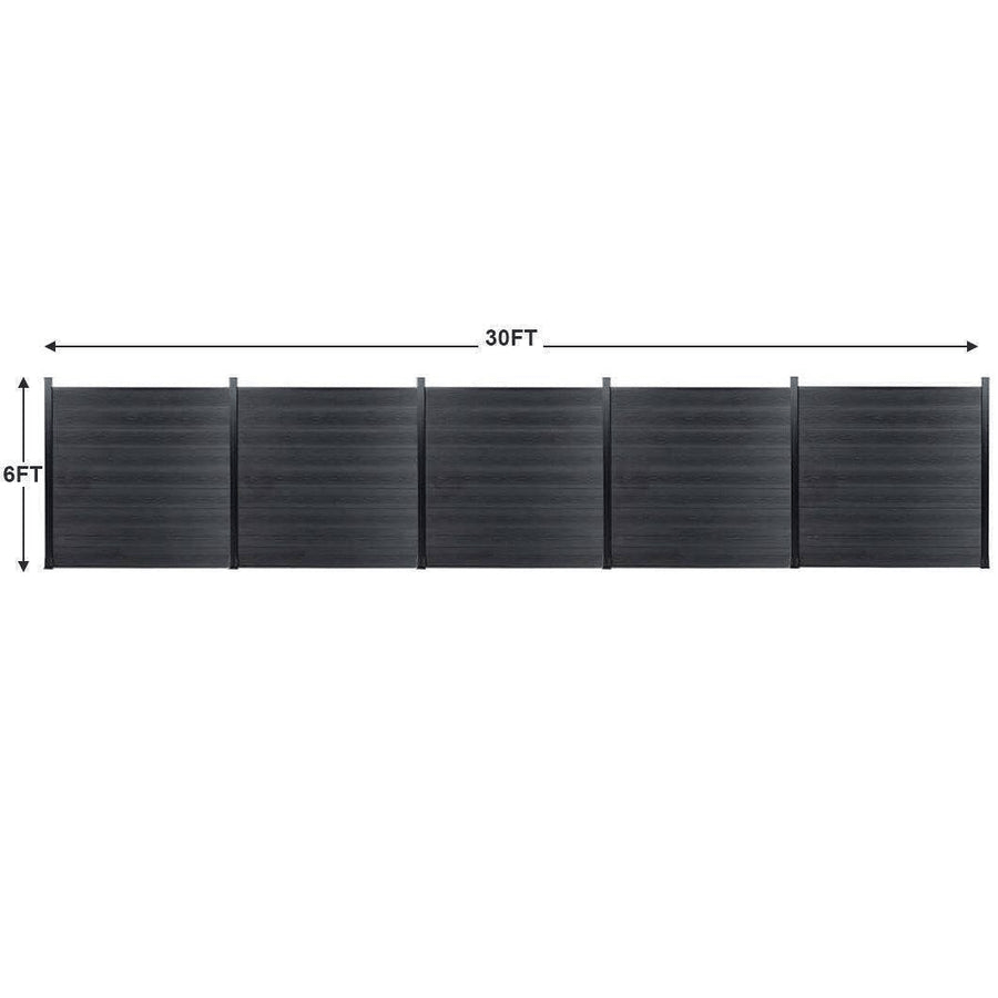 Black vinyl composite fence panels with metal posts, 6ft tall, installed on concrete slab, durable and stylish for NJ homes