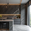 Dark gray marble PVC wall panel with UV protection, fireproof & waterproof, perfect for modern NJ homes & offices.