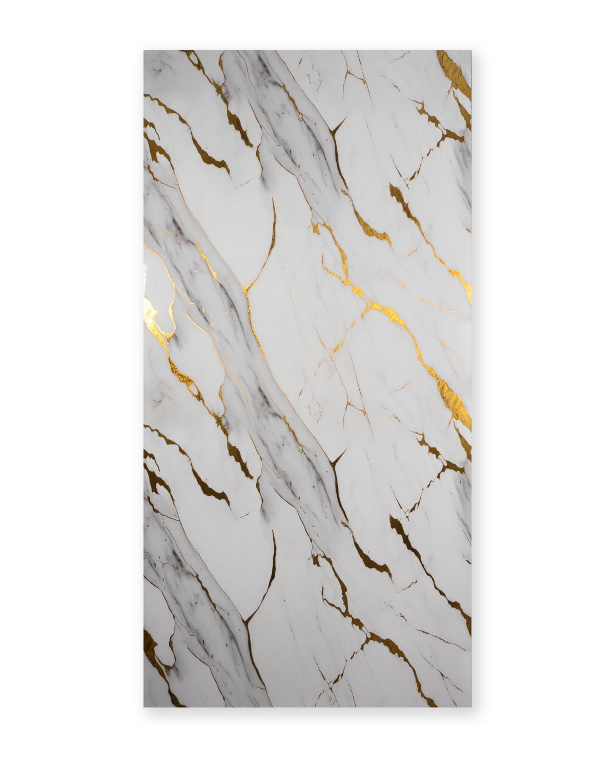 Luxe white marble wall panel with gold veins, glossy finish, fireproof & waterproof, ideal for NJ homes & offices.