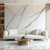 Luxe gold-vein marble PVC wall panel in a modern NJ living room, featuring white marble floors, a white sofa, and gold