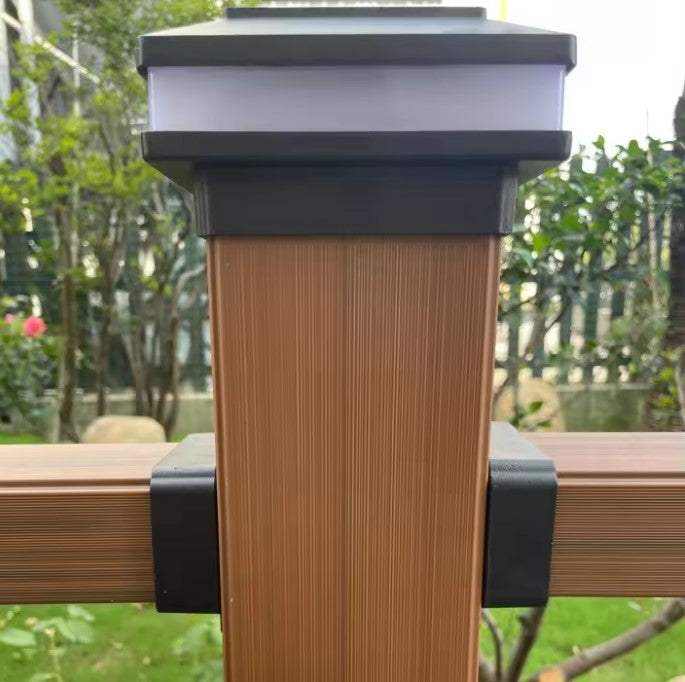 6-ft composite railing kit in medium brown with sleek design, durable & low-maintenance, perfect for NJ backyards with solar